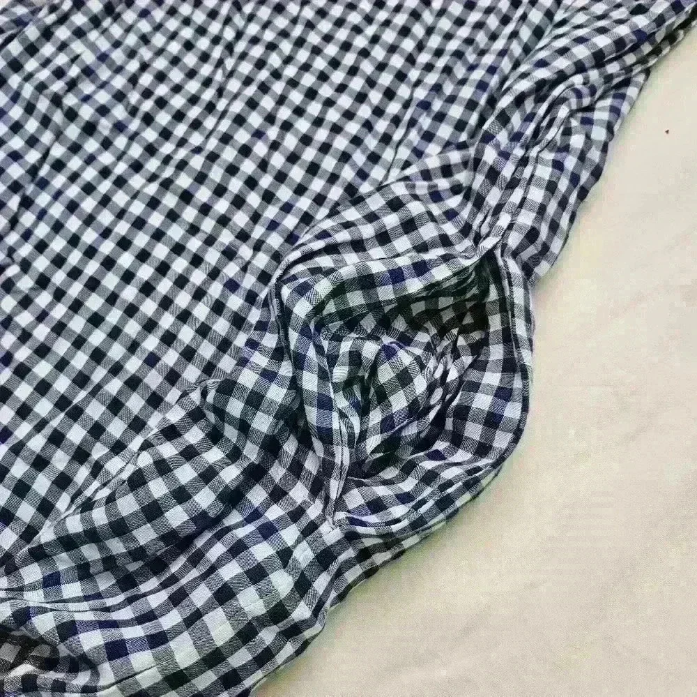 Velvet by Graham and Spencer Blue Gingham Plaid Ruffle One Shoulder - Picture 2 of 9